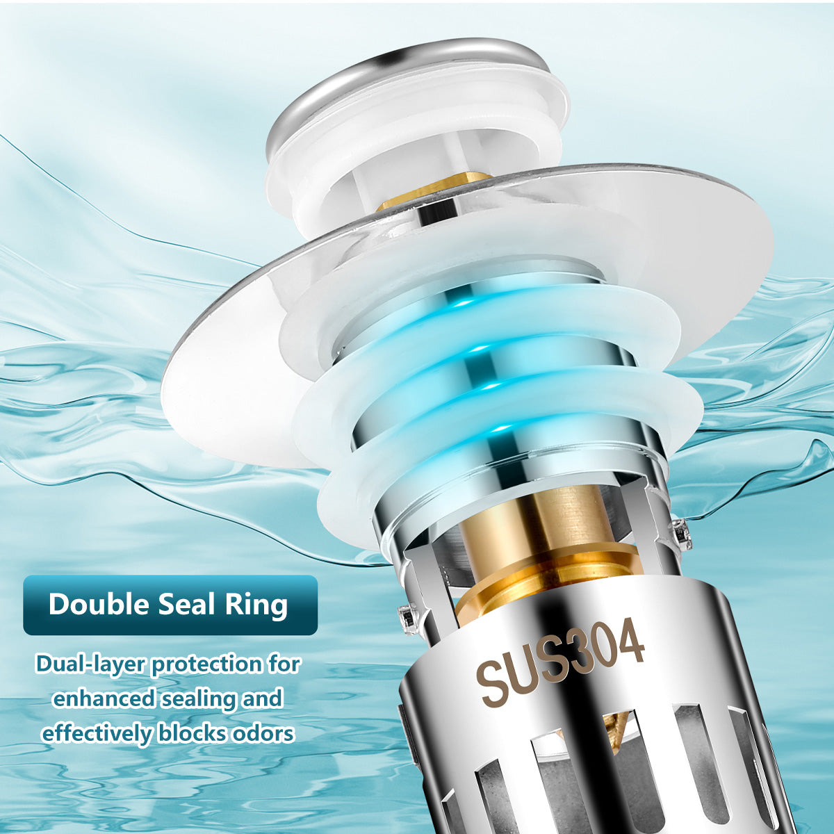 2 In 1 Bathroom Sink Stopper Prevent Clogging Easy Installation Easy to Clean Corrosion Resistance