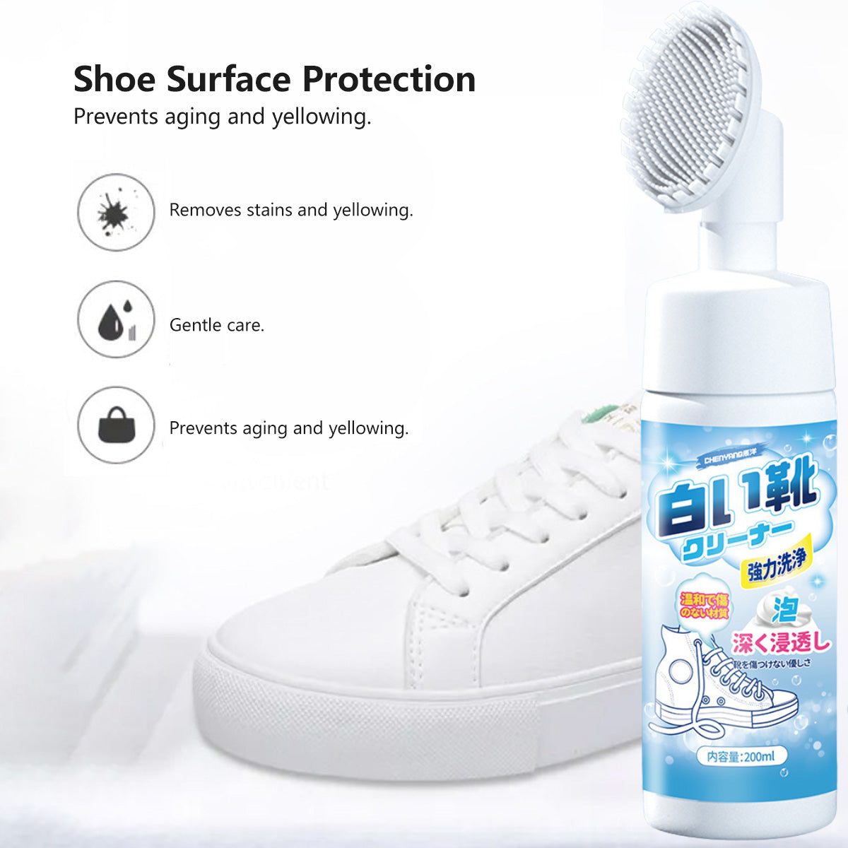 【Buy 1 get 1 FREE @$9.9!】Shoe Cleaner with Brush White Shoe Dry Cleaner Stain Removal Shoe Whitening & Care (200ml)