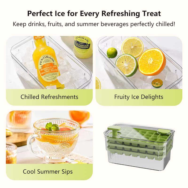 Dual-Press Ice Cube Tray - Easy Release No-Spill Design BPA-Free Fast Freezing Non-Stick