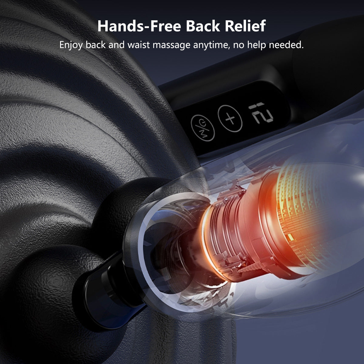 Deep Rolling Massager Long-Handle Curved-Head Fascia Gun with 8 Massage Heads