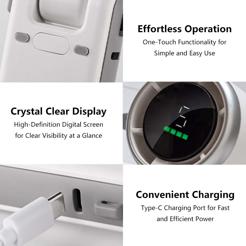Foldable LCD Display Fan β 5 Speeds, Rechargeable, Lightweight, Hands-Free, Quiet Personal Fan with Type-C Charging