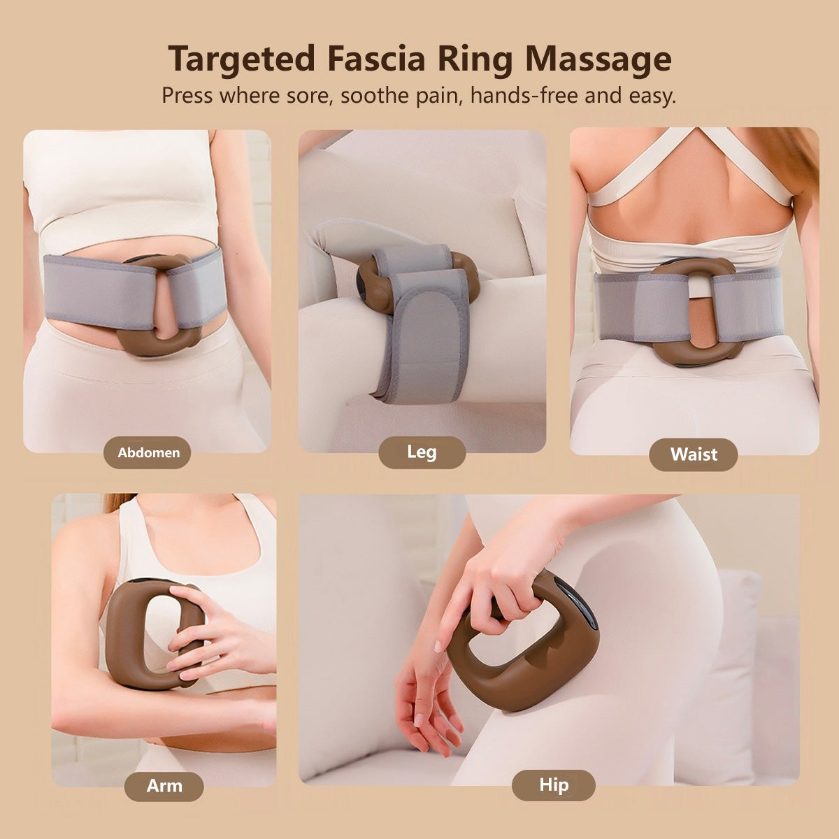 JOMO 2-in-1 Fascia Massage Ring Heat Compress Hands-Free Vibrating Deep Muscle Relaxer