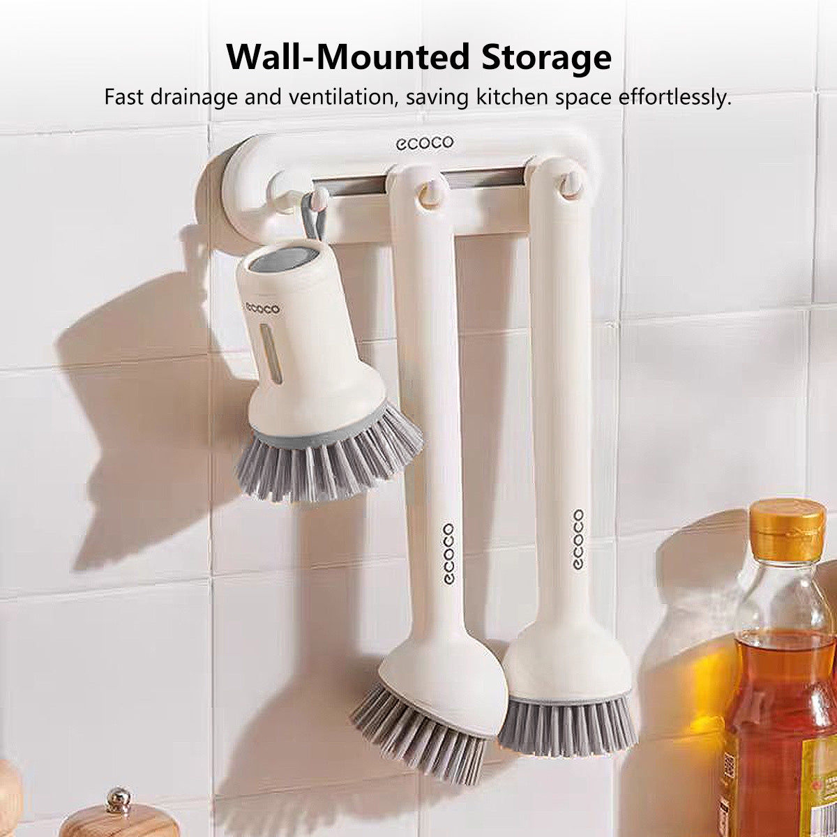 Multi Function Pot Brush Rotating Long-Handle & Refillable Short-Handle Pot Brush Set