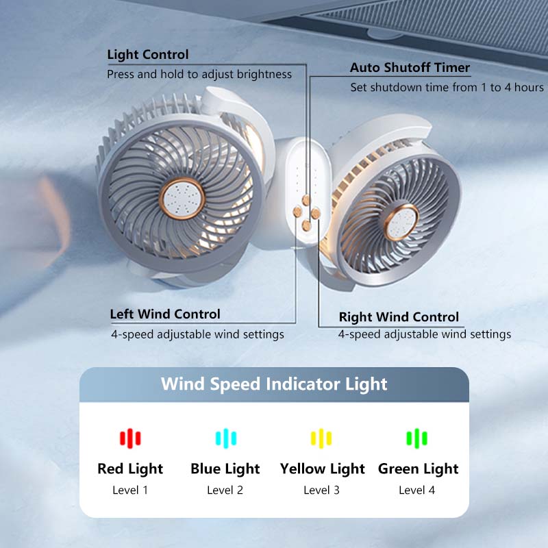 Dual-Head Wireless Circulation Fan with Adjustable Height & 4 Wind Speeds 360Β° Rotation and Quiet Cooling