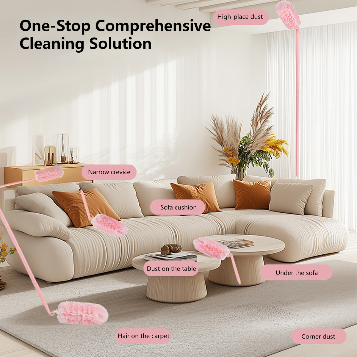 Dual-Purpose Duster with Detachable Handles Dry and Wet Use Flexible Handle Extandable Handle