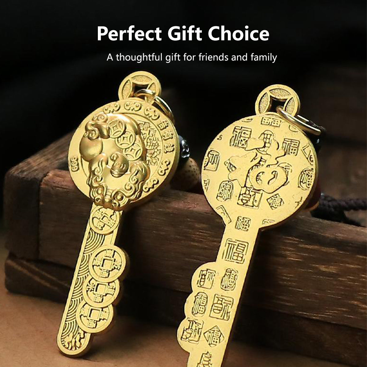 Pixiu Keychain Exquisite Carving Intricate Fortune Character Carving Auspicious Design Perfect Gift Choice