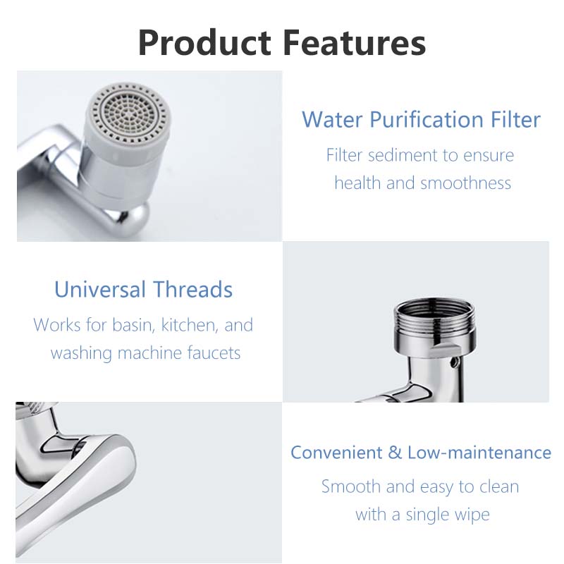 Faucet Arm Aerator Rotatable Triple Rotation Water Purification Filter Universal Threads Copper