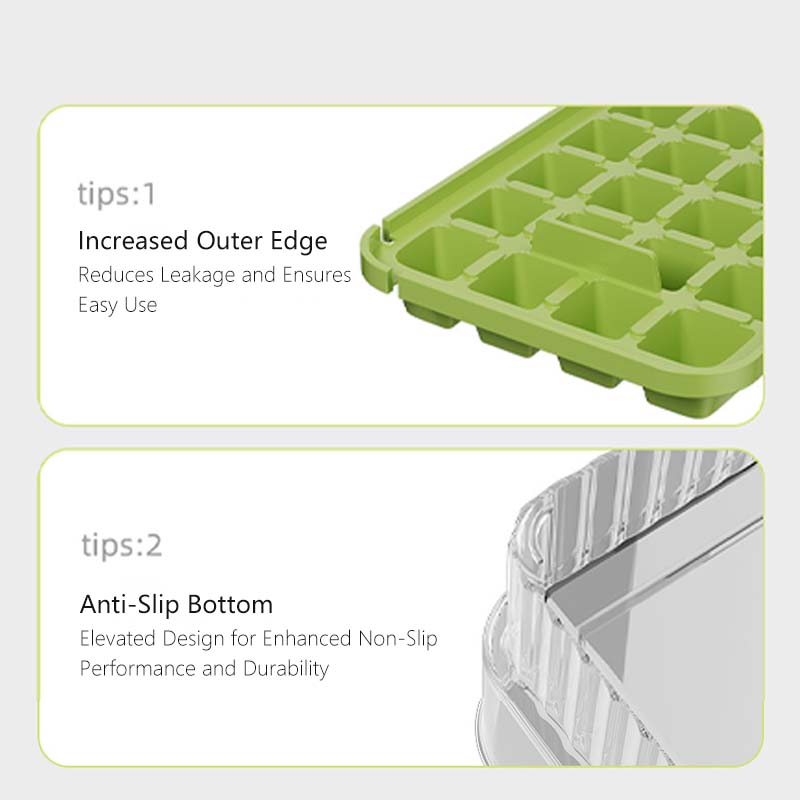 Dual-Press Ice Cube Tray - Easy Release No-Spill Design BPA-Free Fast Freezing Non-Stick