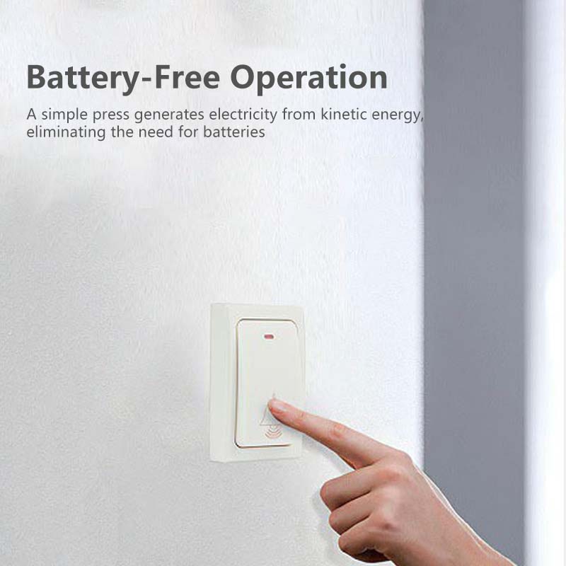 Wireless Doorbell Long Wireless Range Long Term Secure Use Adjustable Volume Battery Free Operation