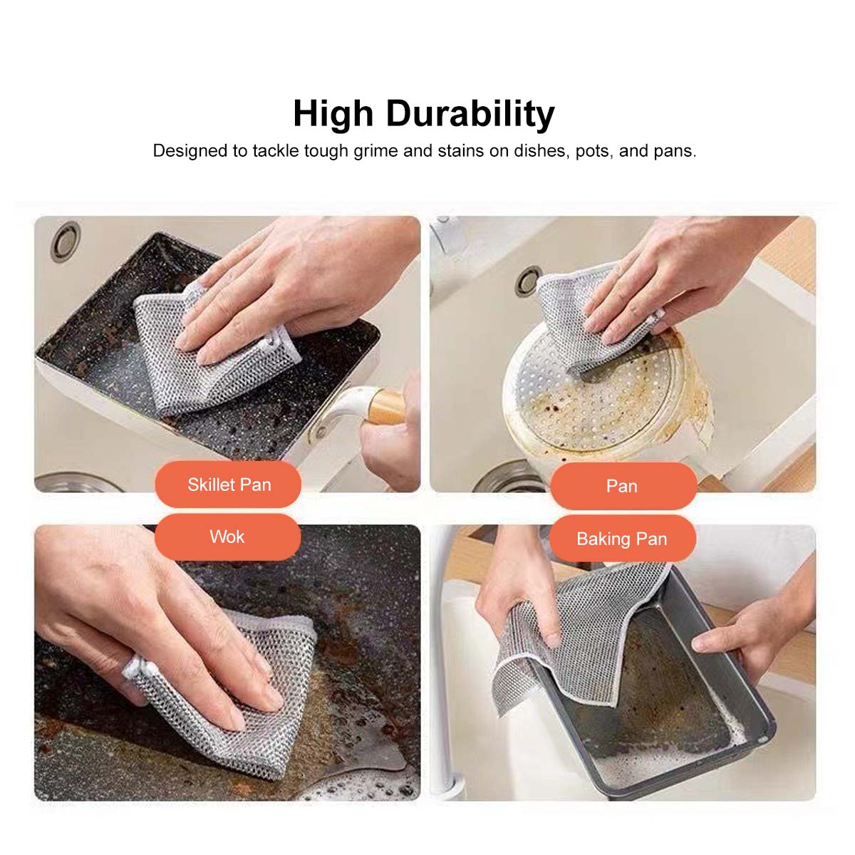 Multipurpose Wire Dishwashing Rags Dry and Wet Use Mesh Design Quick Dry