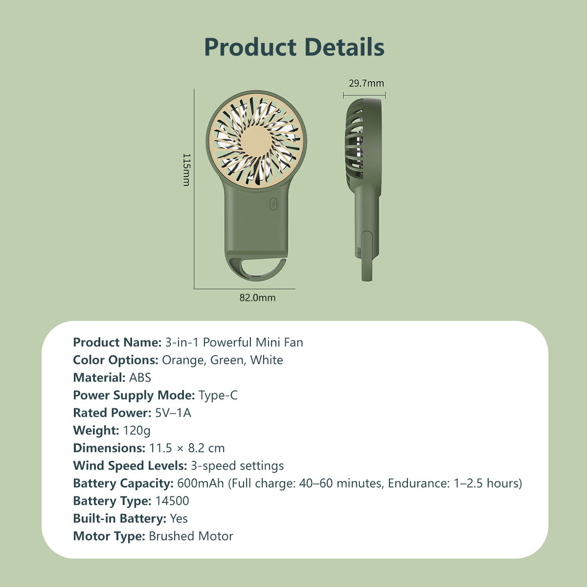 ✅SG Ready Stocks✅ 3-in-1 Powerful Mini Fan Built-in Hook Portable Mini Fan Handheld Fan Desktop Fan Turbo Fan Air Cooler