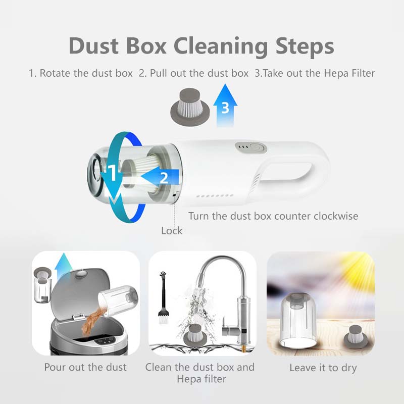 12000pa Handheld Cordless Vacuum Cleaner Powerful Suction Mini Lightweight Portable Vacuum Cleaner