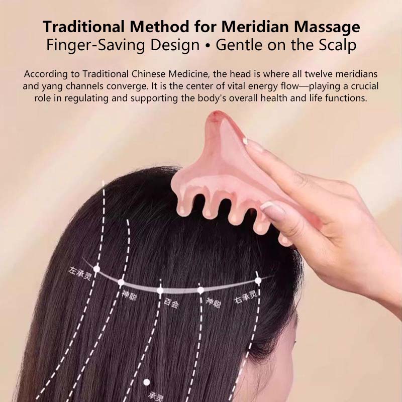 4 in 1 Multi-Functional Massage Comb Scalp, Face, Eye & Neck Massage Meridian Therapy Gua Sha Tool