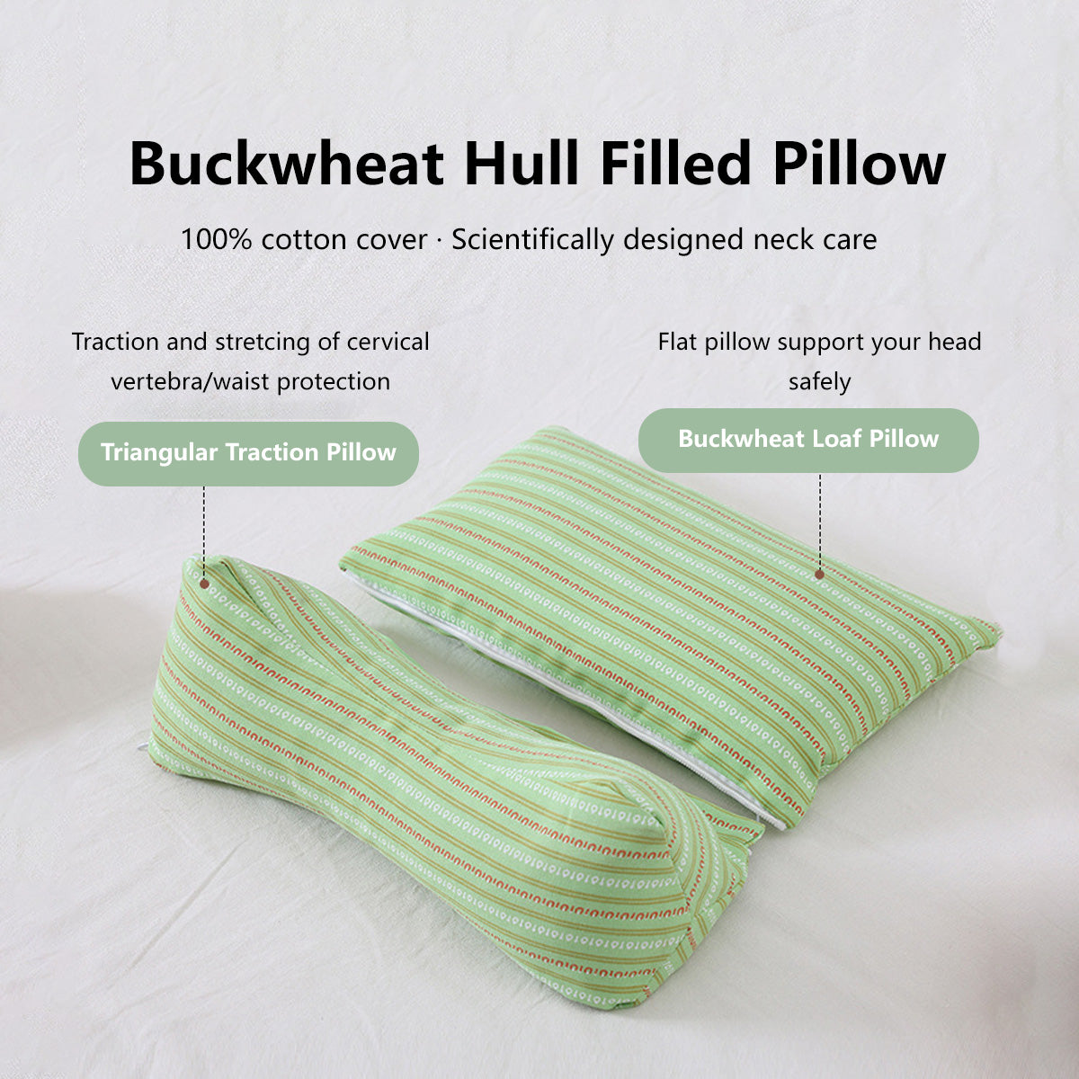 Triangular Buckwheat Neck Pillow Neck & Lumbar Support Ergonomic Loft Firm & Soft Pillows