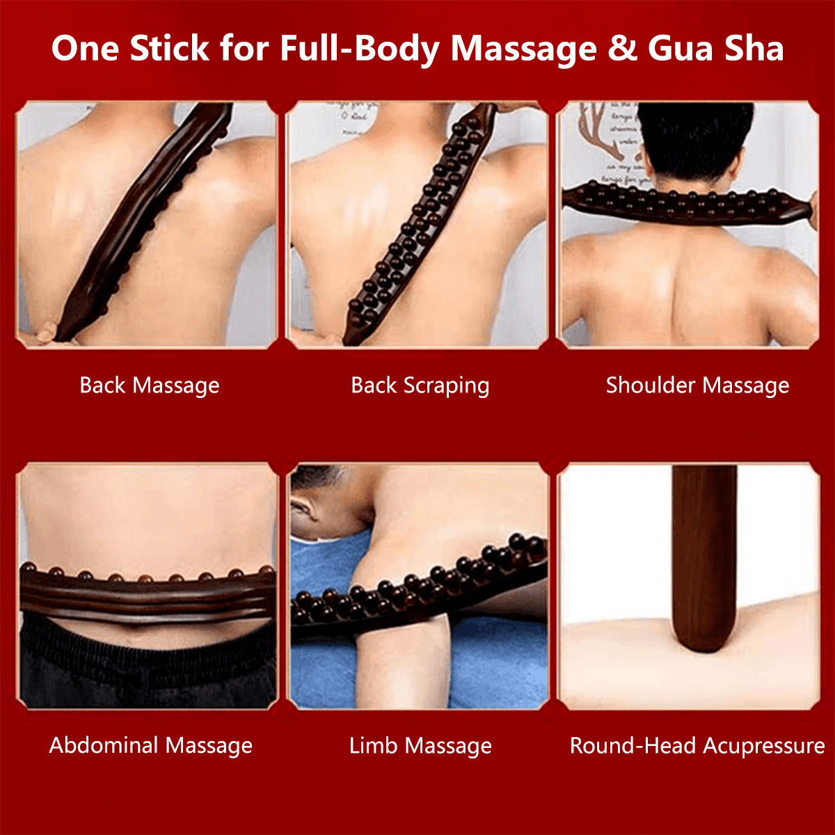 59-Bead Non-Solid Wood Massage Stick