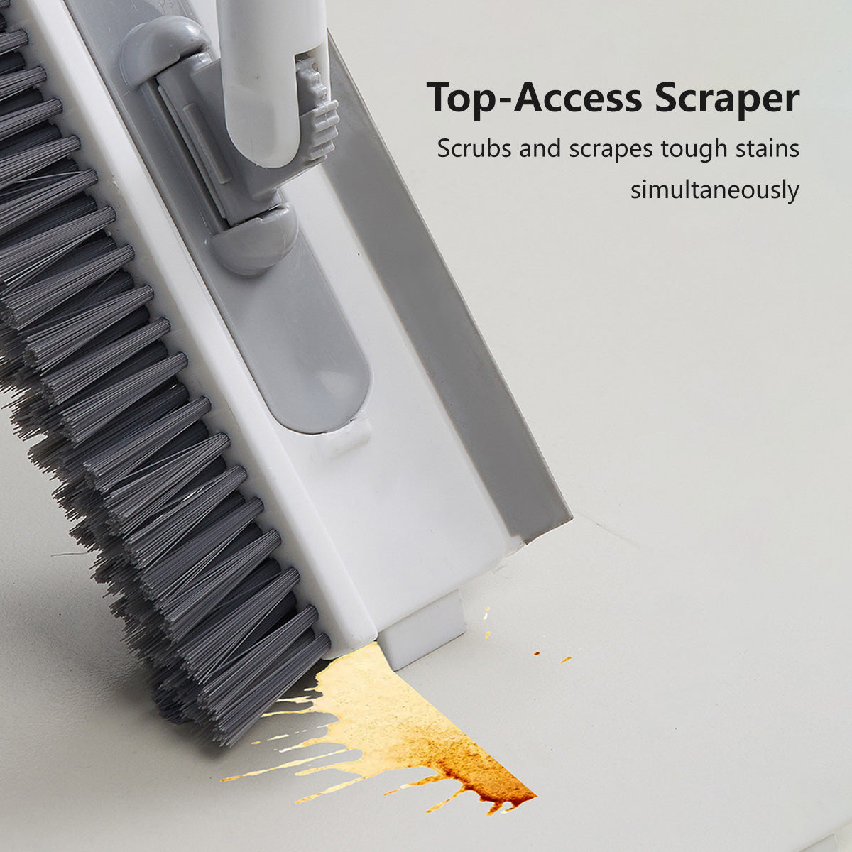 Multi-Purpose 5-in-1 Floor Brush Zero Water Residual Built-In Squeegee Flexible Rotating Head Stiff Bristle