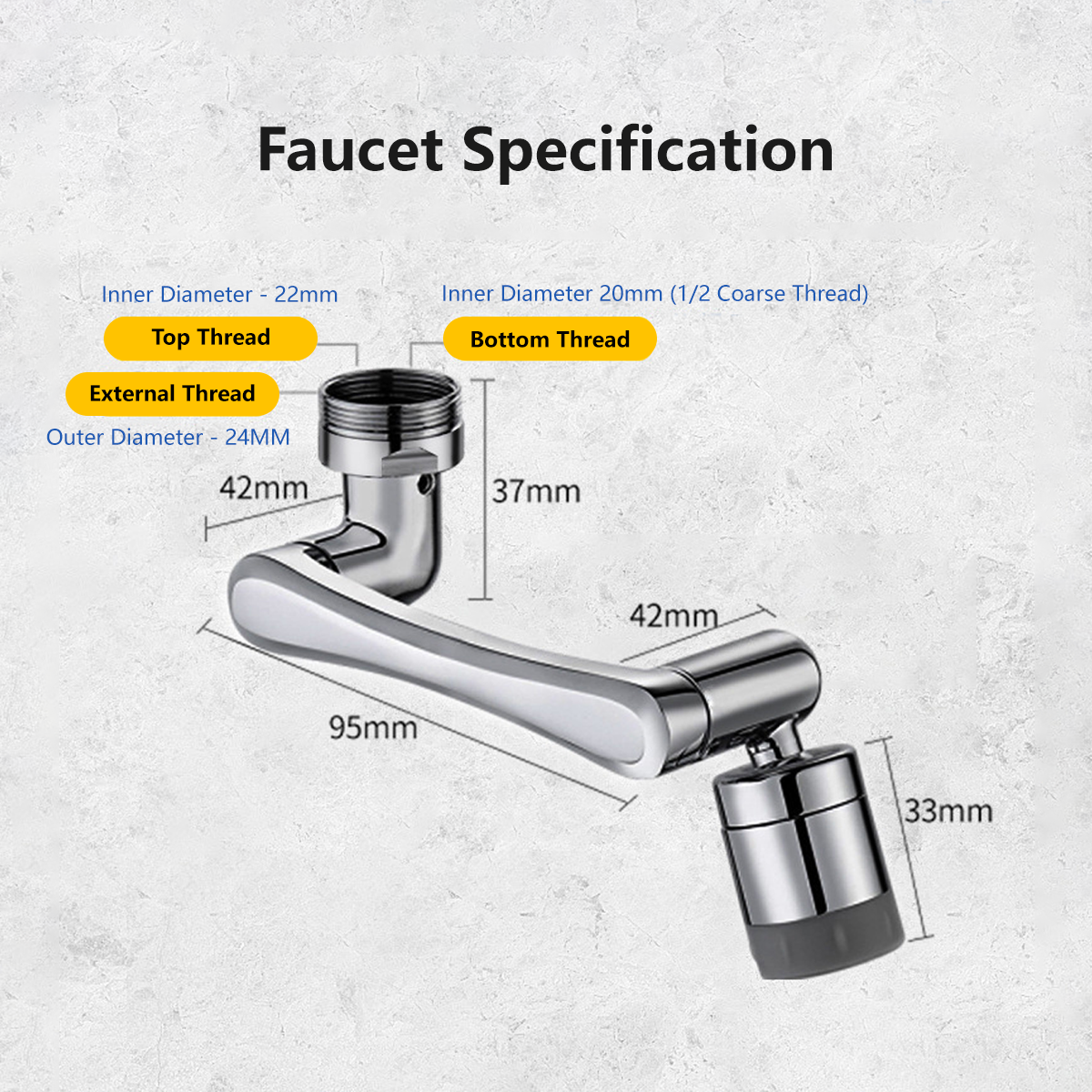 Faucet Arm Aerator Rotatable Triple Rotation Water Purification Filter Universal Threads Copper