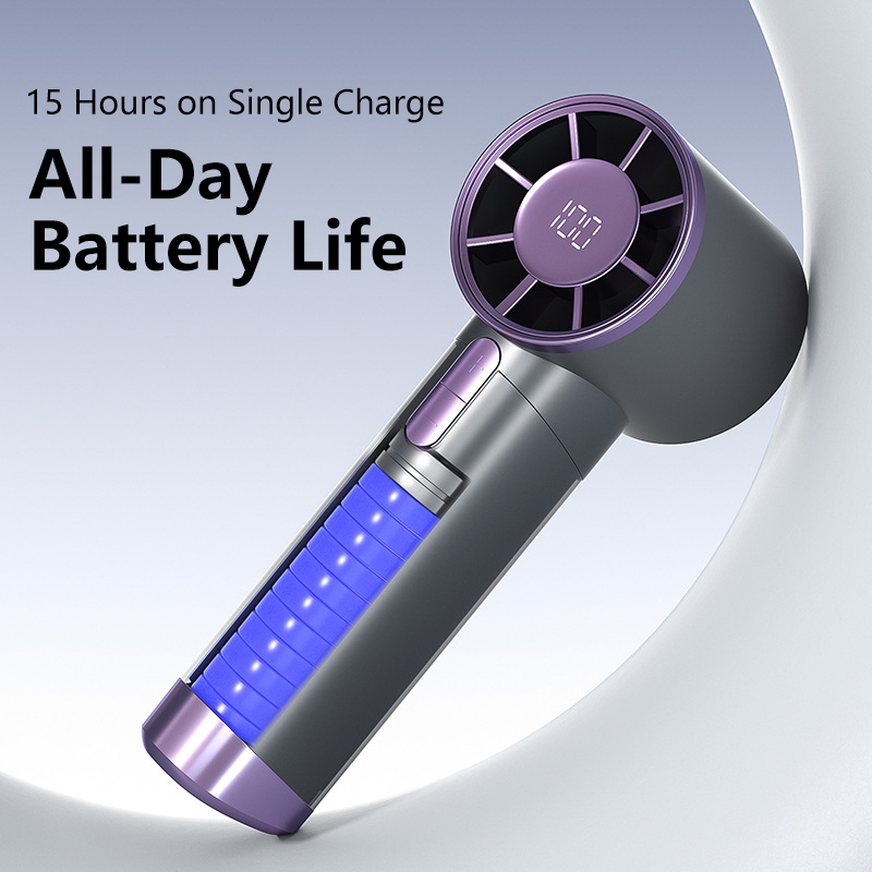 Portable Handheld Fan Strong Wind 100 Gear Wind Speed Compact Travel Fan Mini Fan USB Rechargeable Fan Digital Display