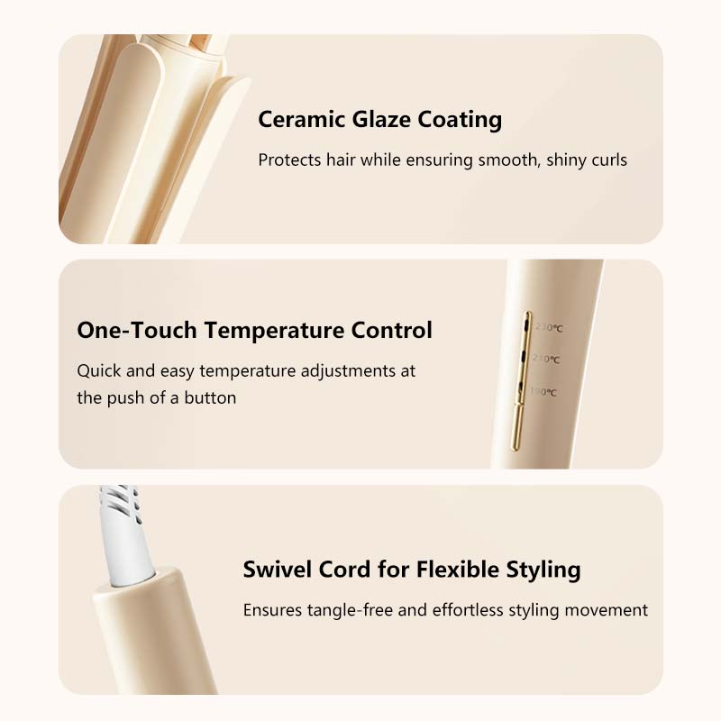 Premium Automatic Hair Curling Iron with Rotating Ceramic Barrel Fast Heat Anti-Frizz Styling Tool