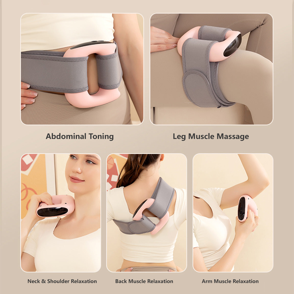 JOMO 2-in-1 Fascia Massage Ring Abdominal Toning Muscle Relax 5 Levels Vibration Rechargeable
