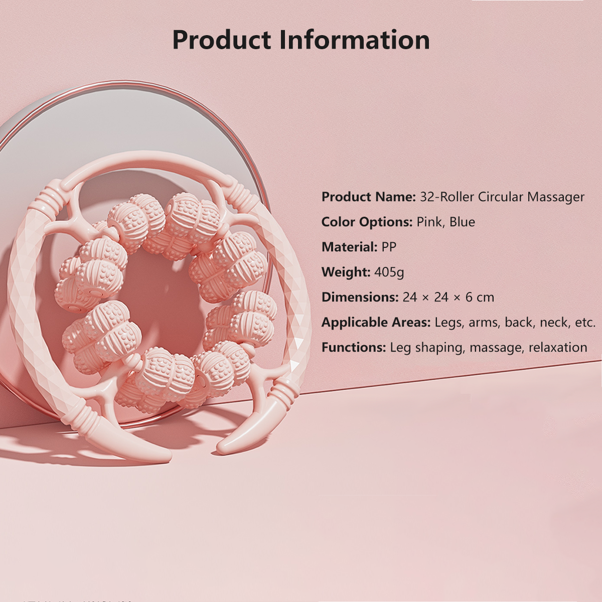 JOMO 32-Roller Circular Massager 360° Full Coverage Wheel Ring Massager