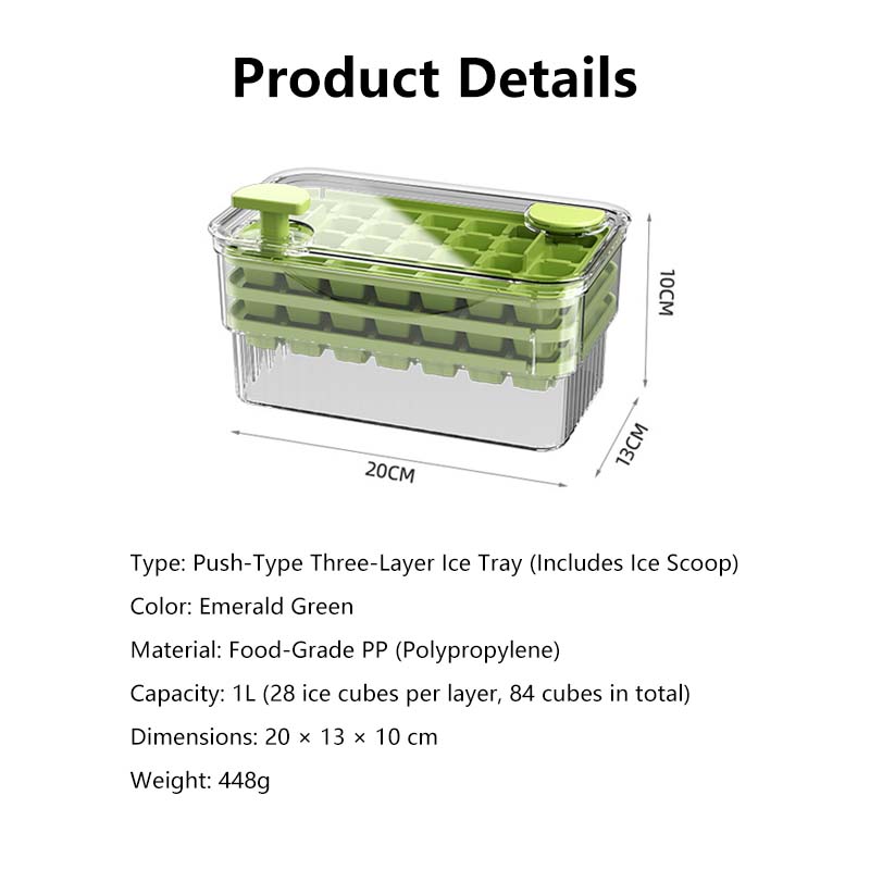 Dual-Press Ice Cube Tray - Easy Release No-Spill Design BPA-Free Fast Freezing Non-Stick