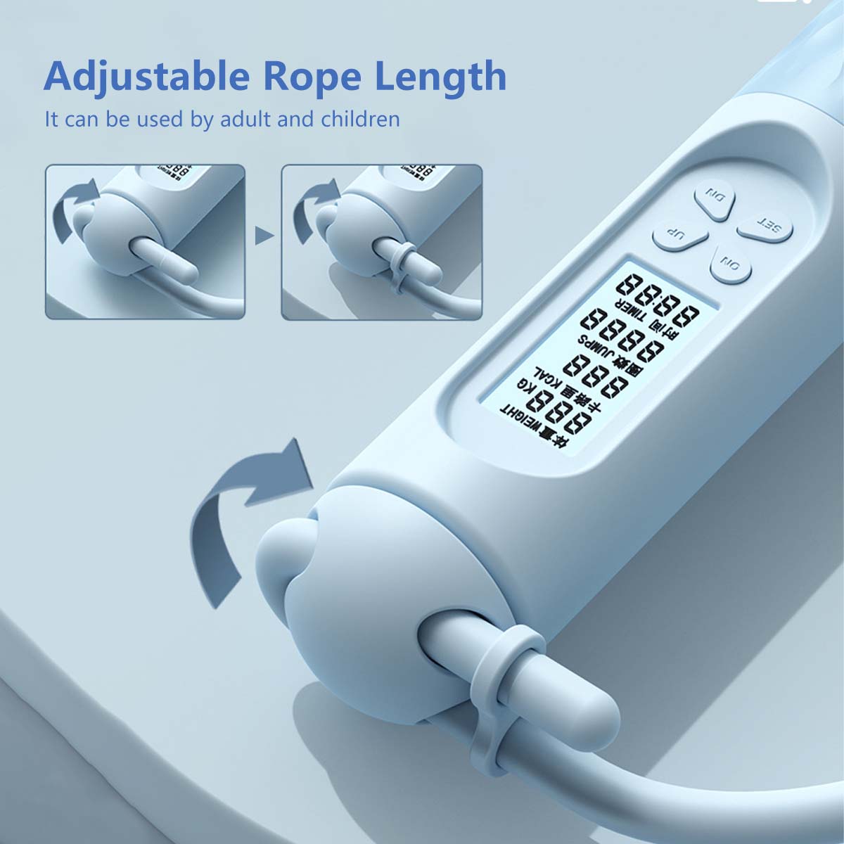 【SG Ready Stocks】Smart Digital Skipping Rope Countdown and Timer Features Weight Blocks and Adjustable Rope Length