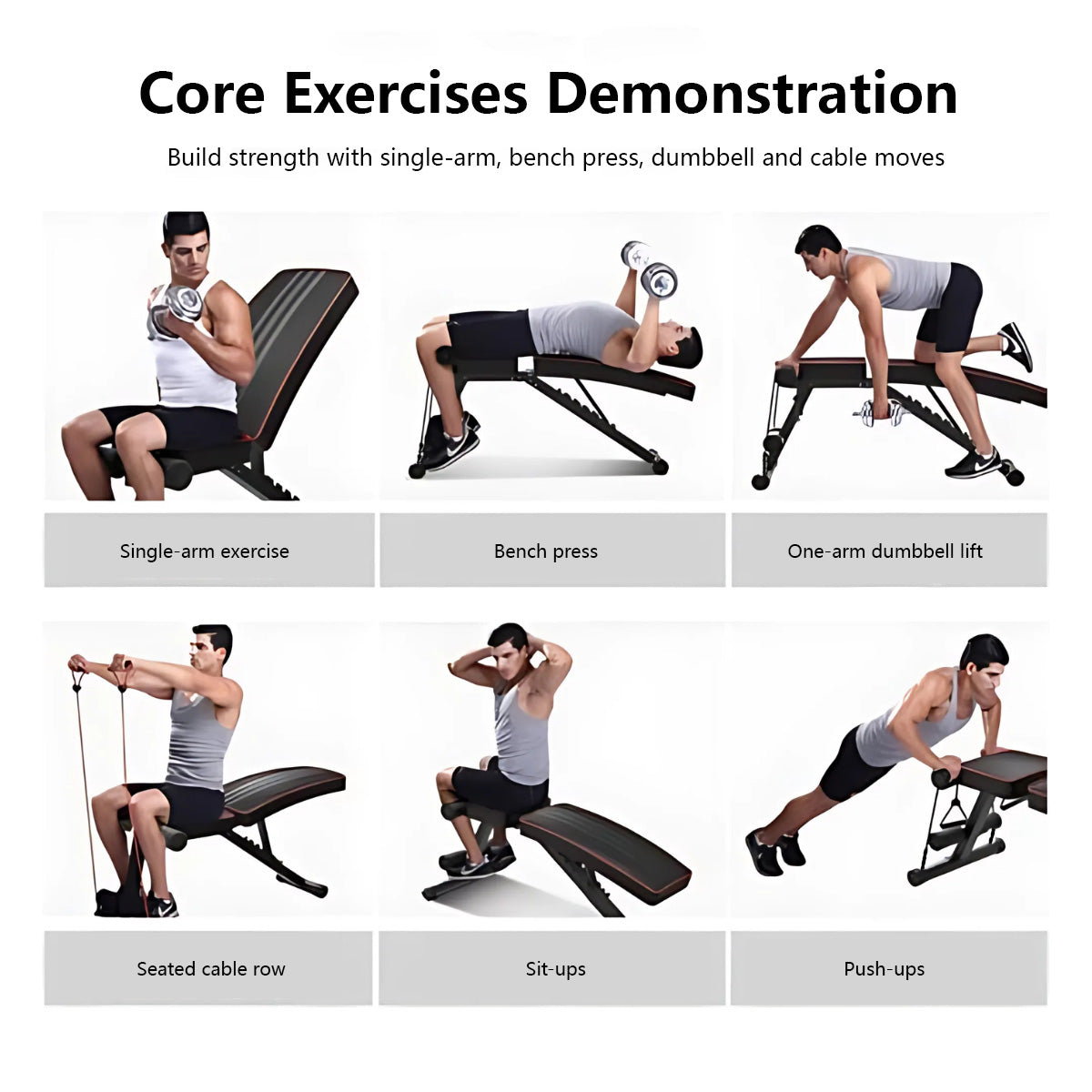 Foldable Dumbbell Bench Adjustable Strength Training Full Body Workout Incline Gym Abs Training