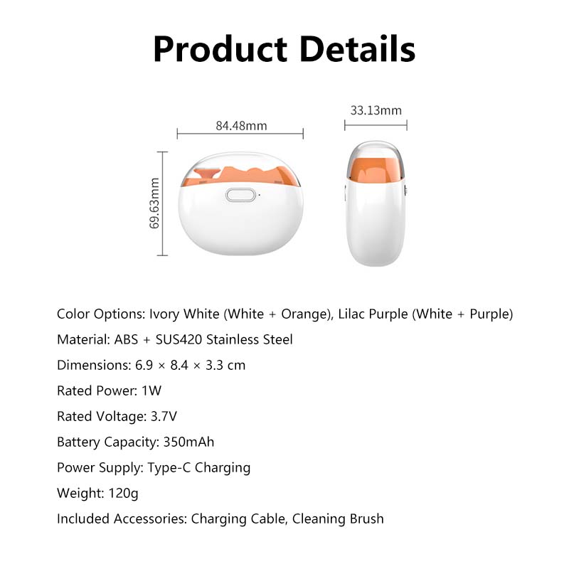 Electric Nail Clipper Trimmer & Polisher LED Light Dual Speed Type-C Rechargeable Multifunction Manicure