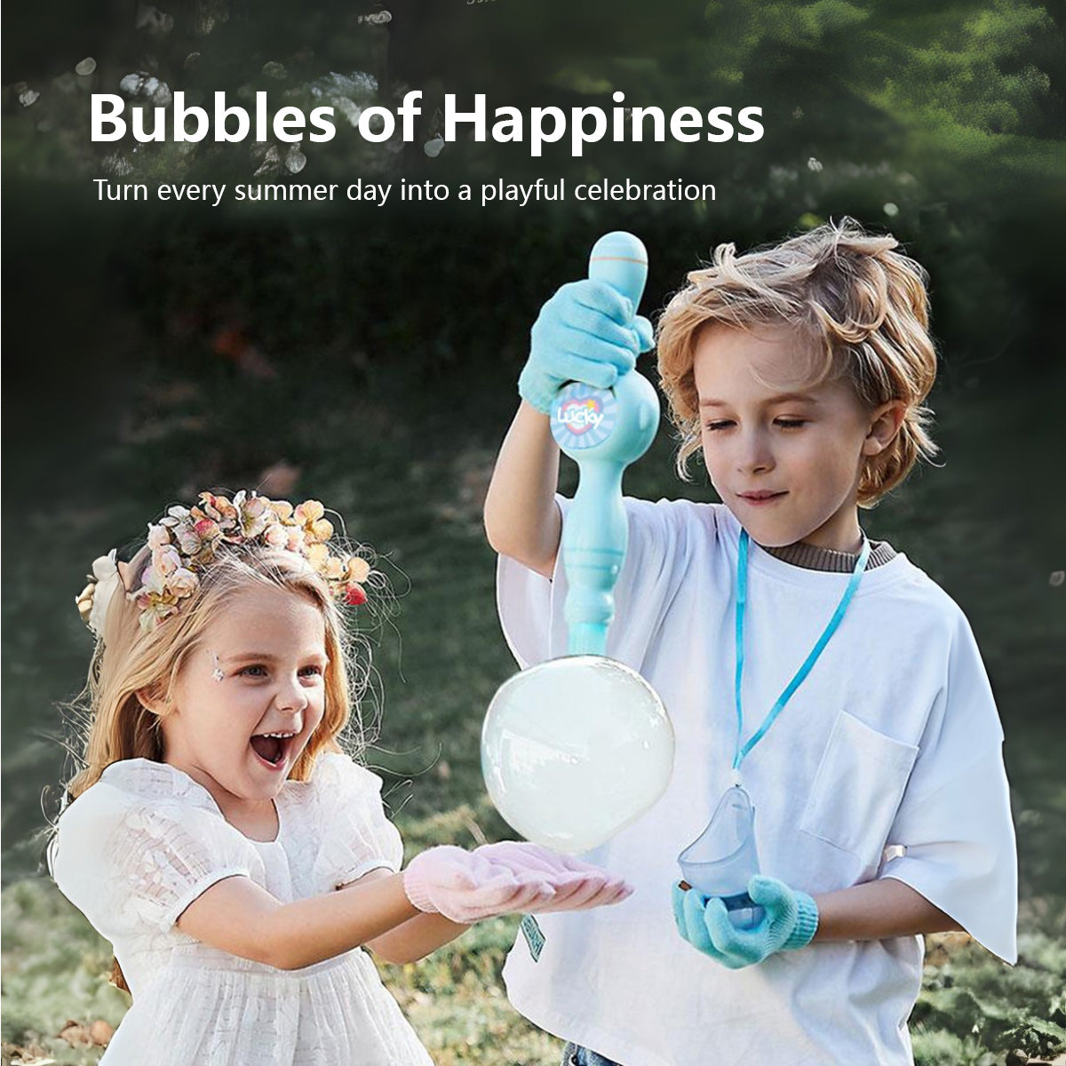 Magic Smoke Bubble Machine with LED Lights & Music - Automatic Bubble Blower Toy for Kids