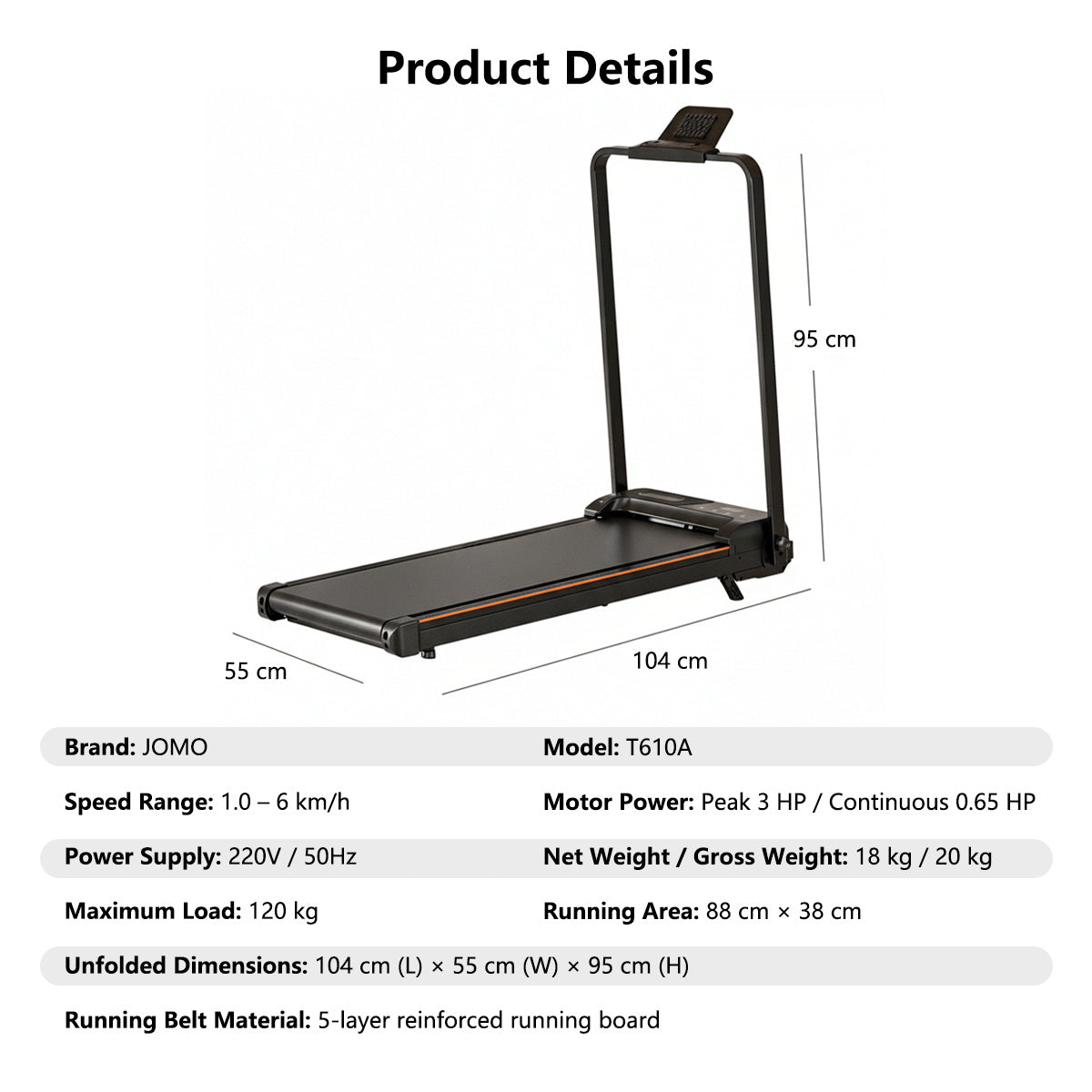 β
2026 NEWβ
Treadmill Armrest + Slope Design Low Noise Indoor Foldable Treadmill