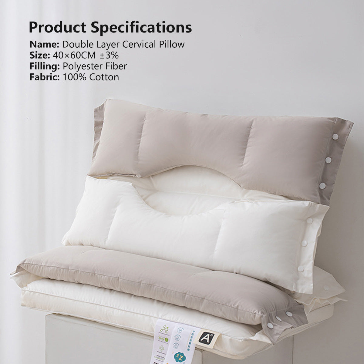 Double Layer Cervical Pillow Detachable Multi-Purpose Neck Support Pillow