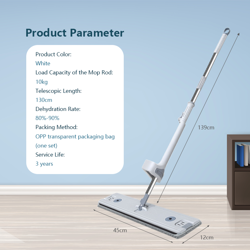 Portable Flat Floor Mop Wet and Dry Mop For Home Cleaning Powerful Absorption Microfibre Cloth