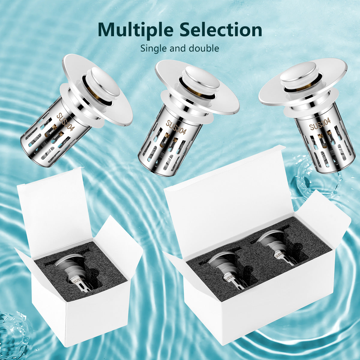 2 In 1 Bathroom Sink Stopper Prevent Clogging Easy Installation Easy to Clean Corrosion Resistance