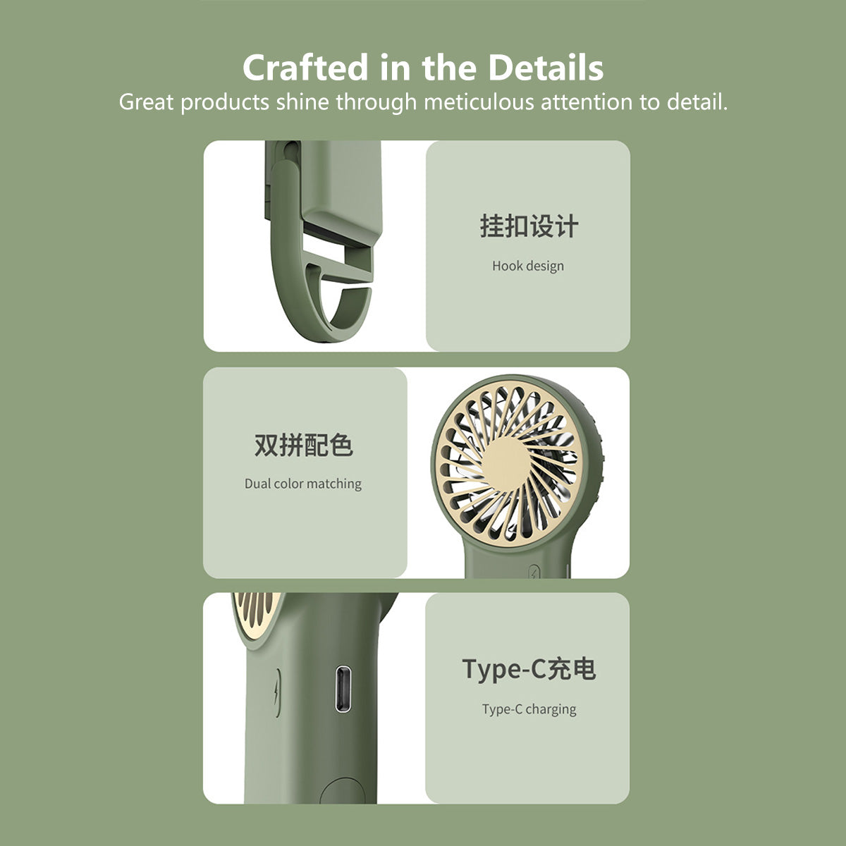 ✅SG Ready Stocks✅ 3-in-1 Powerful Mini Fan Built-in Hook Portable Mini Fan Handheld Fan Desktop Fan Turbo Fan Air Cooler