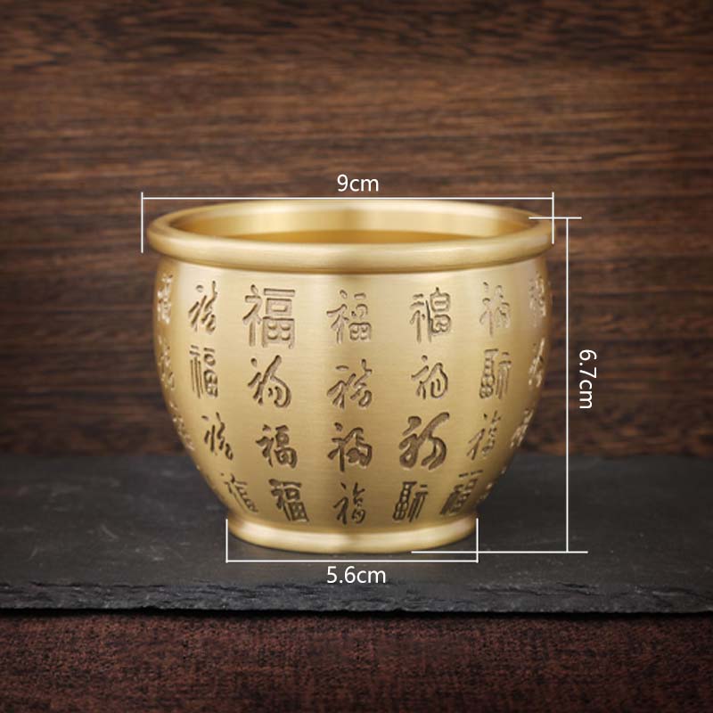 Brass Baifu Blessings Wealth Jar 黄铜百福缸 浮雕百福缸 激光百福缸 实心砂金小元宝