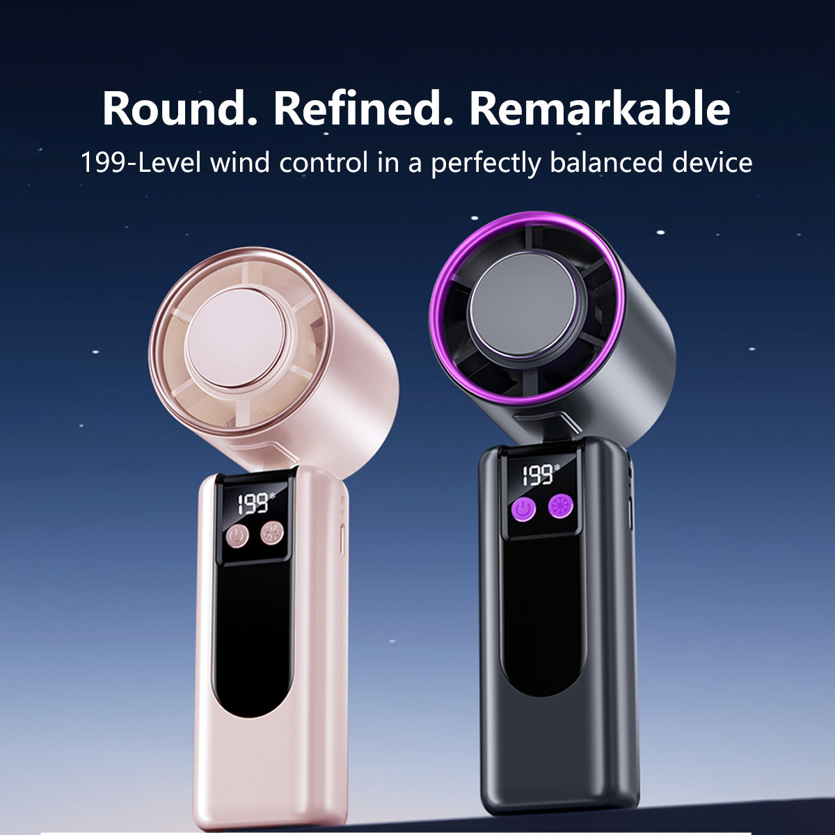3-in-1 Cooling Fan 199-Level Cooling Portable Handheld Desktop USB Rechargeable Lanyard Easy Carry