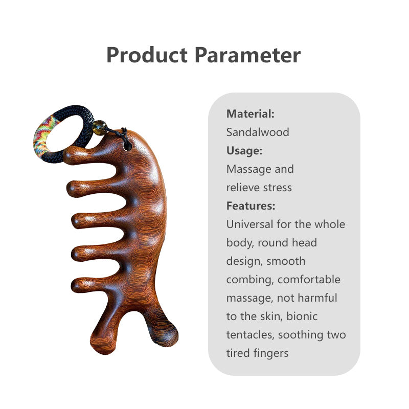 Multifunctional Massage Comb Sandalwood Meridian Massage Comb Helps Improve Blood Circulation