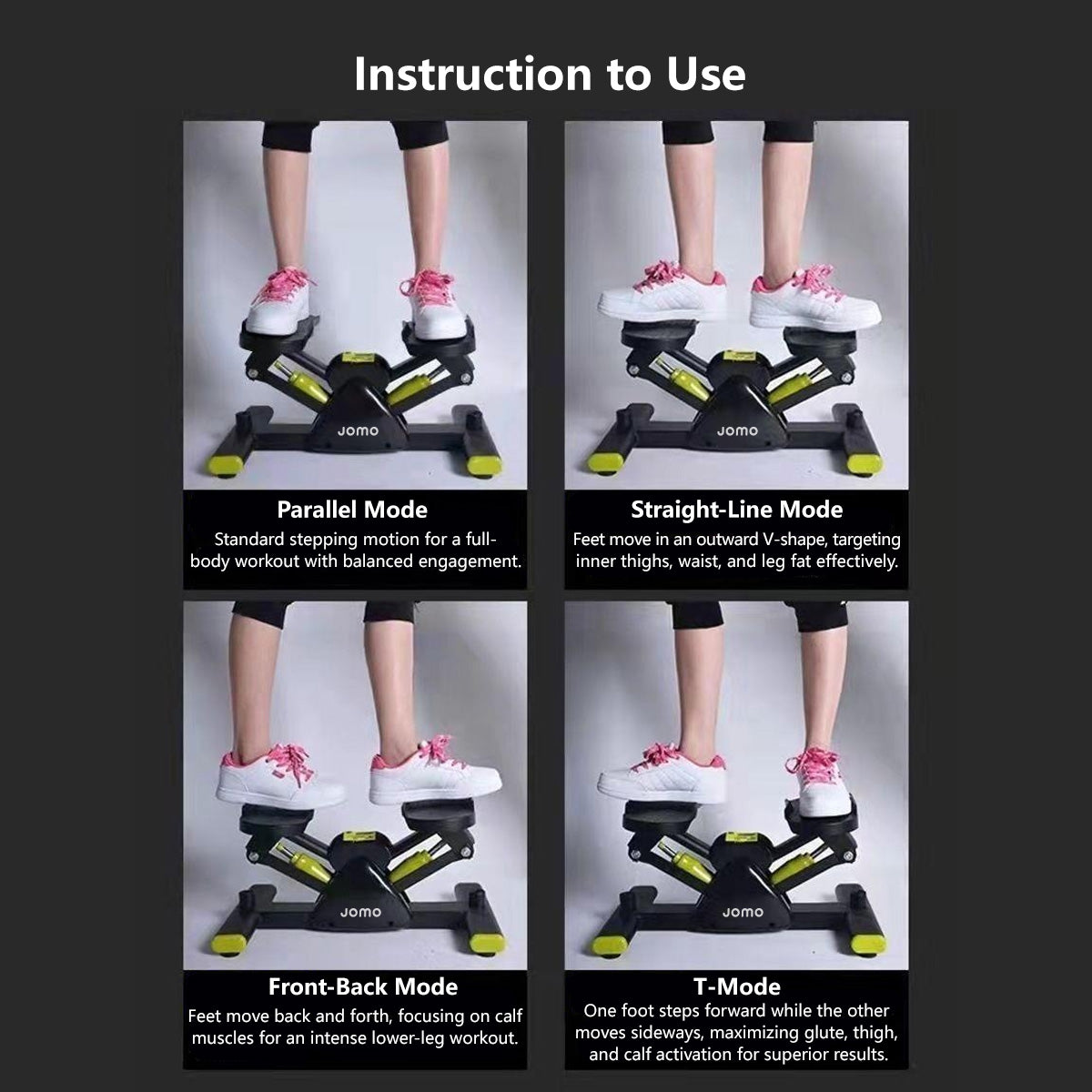 JOMO Indoor Mini Side Stepper with Resistance Band Mini-Stepper Machine V Stepper Home Fitness Exercise