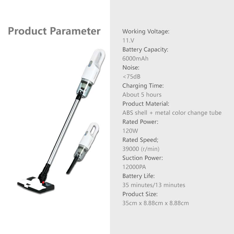 12000pa Handheld Cordless Vacuum Cleaner Powerful Suction Mini Lightweight Portable Vacuum Cleaner