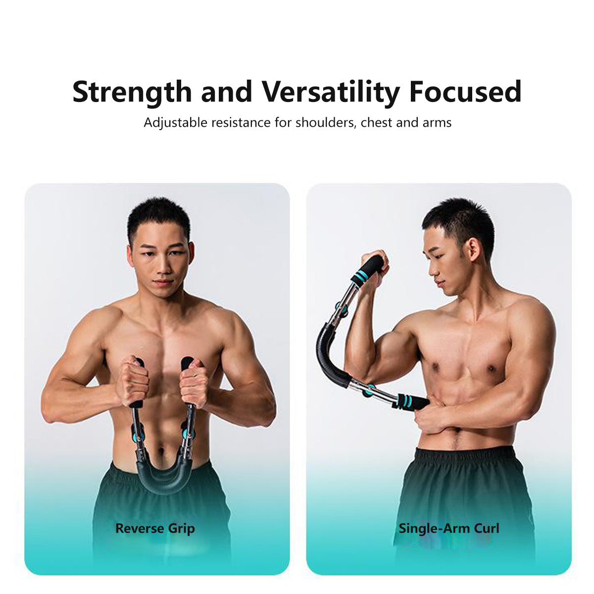 JOMO Twister Arm Trainer U-Shaped Arm Exerciser 20KG to 50KG Steel Spring for Shoulder Chest & Arm Workout Foam Grip