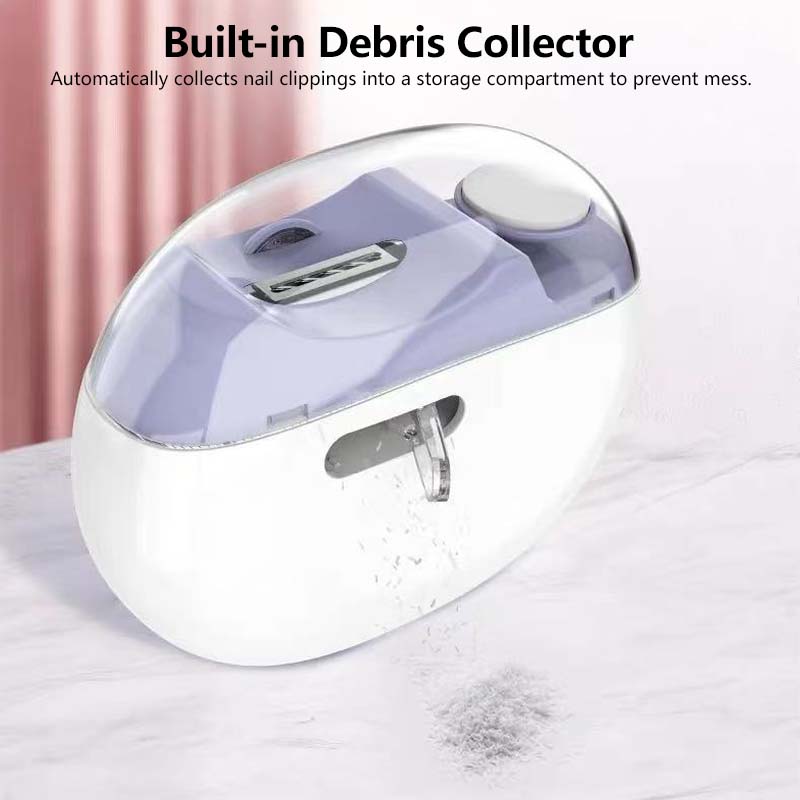 Electric Nail Clipper Trimmer & Polisher LED Light Dual Speed Type-C Rechargeable Multifunction Manicure