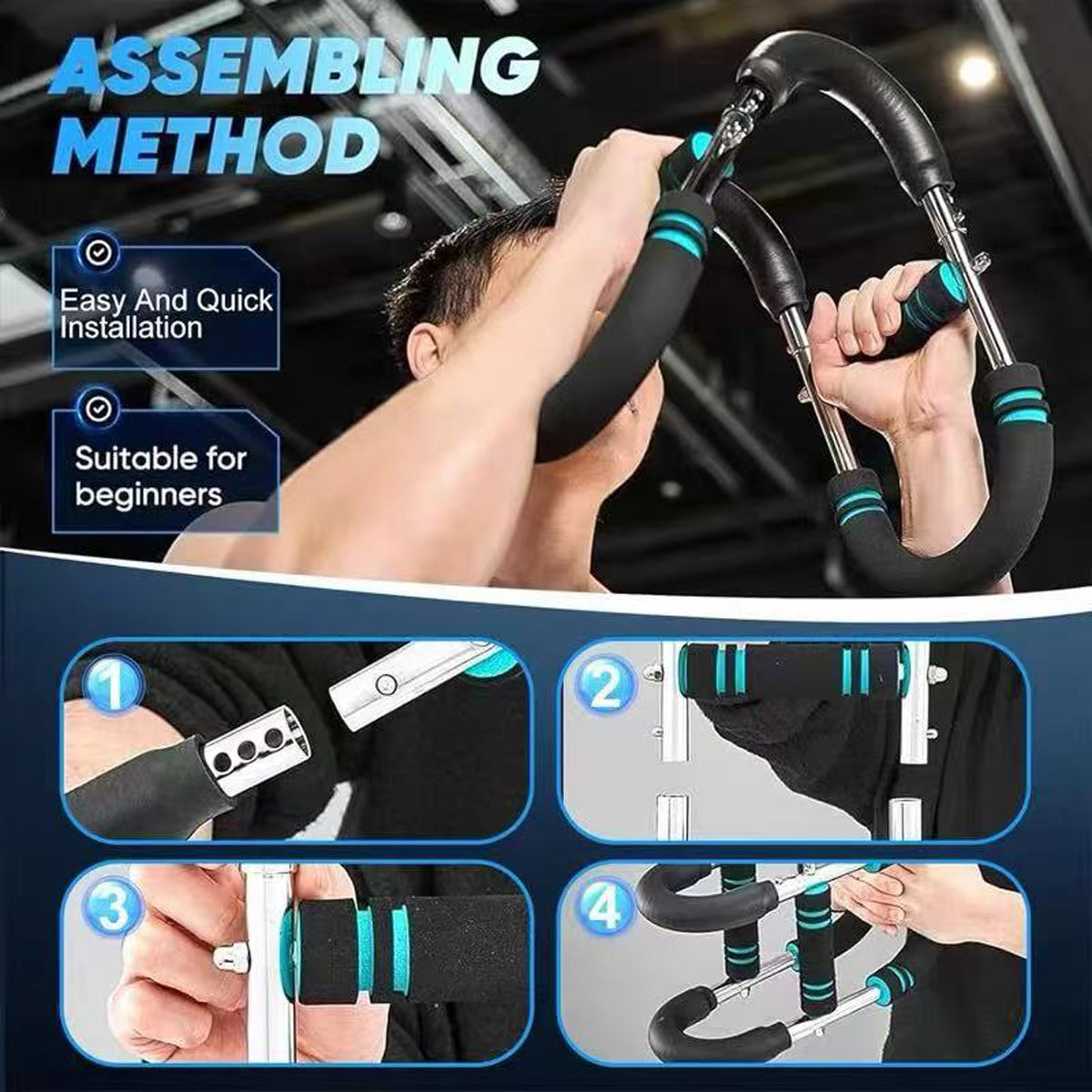 JOMO Twister Arm Trainer U-Shaped Arm Exerciser 20KG to 50KG Steel Spring for Shoulder Chest & Arm Workout Foam Grip