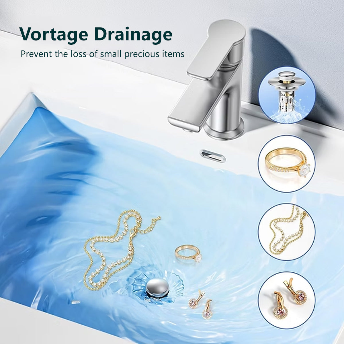 2 In 1 Bathroom Sink Stopper Prevent Clogging Easy Installation Easy to Clean Corrosion Resistance