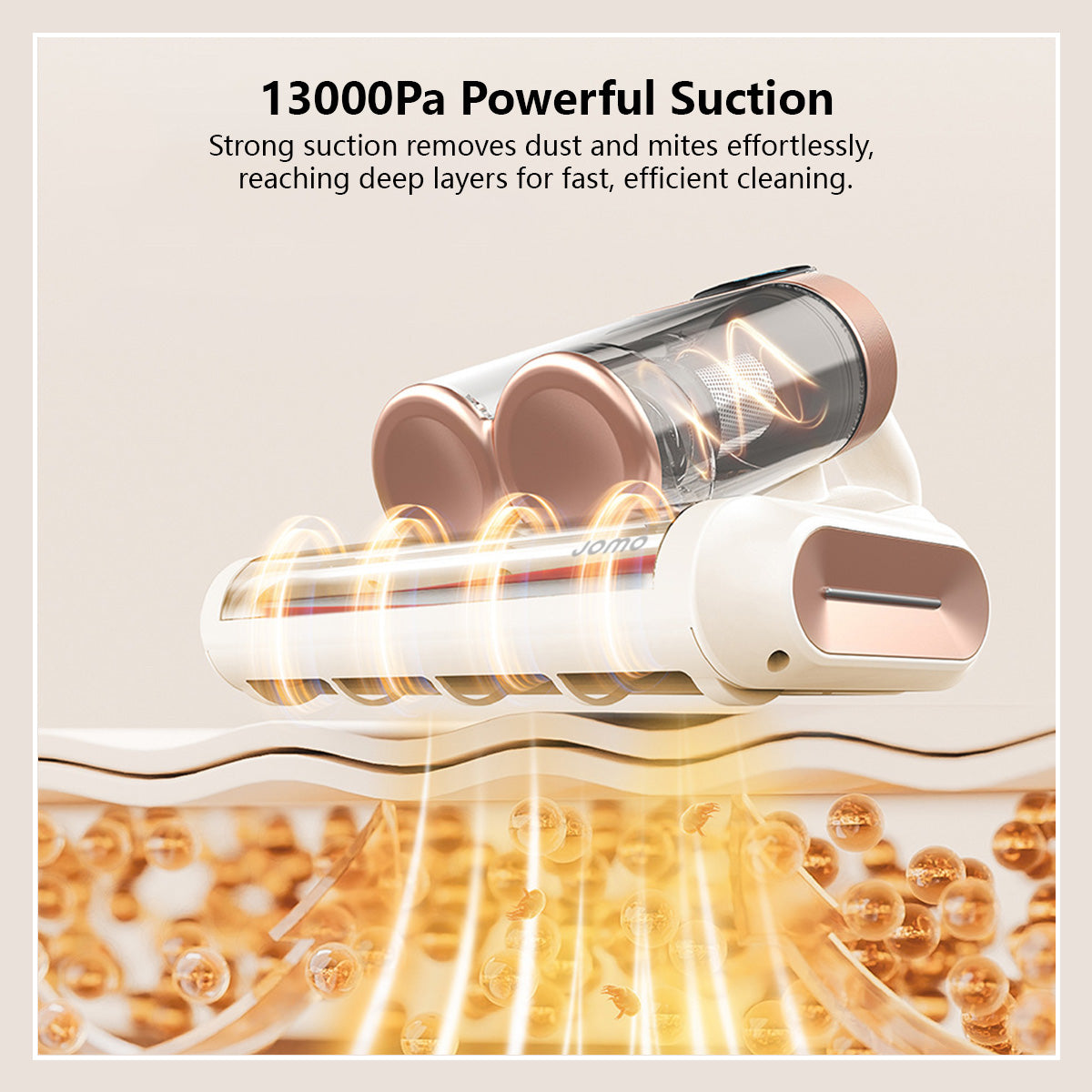 JOMO 13000Pa Powerful Suction Wireless Double Cups Dust Mite Vacuum Cleaner Sterilization Disinfection UV Mite Removal Vacuum
