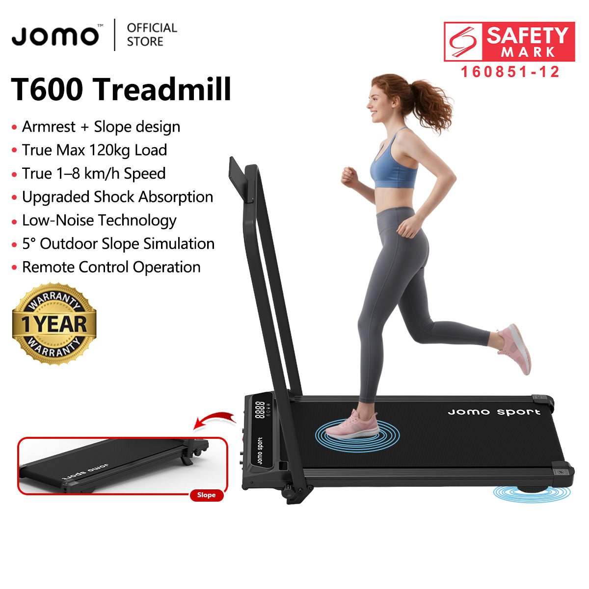 New Treadmill with Slope Design + Upgraded Shock Absorption Low Noise Indoor Treadmill