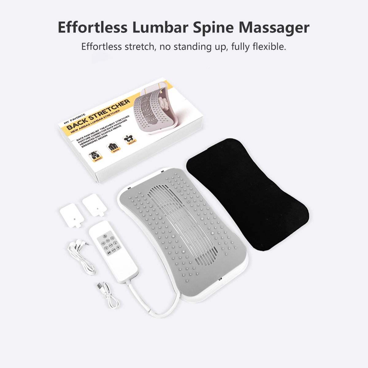 Electric Lumbar Massager Back Pain Warm Hot Compress Waist Cushion lumbar Stretcher