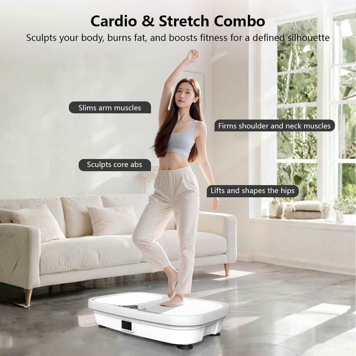 Vibration Machine Exercise Board Home Fitness Bluetooth Strong Vibration LCD Display 250kg Durable