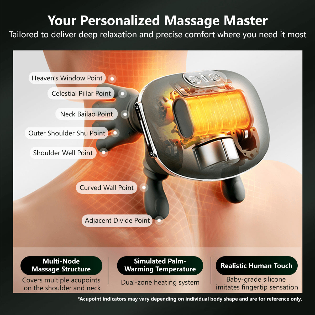 Human-Like Kneading Shoulder & Neck Massager Heat Therapy Wide Massage Coverage
