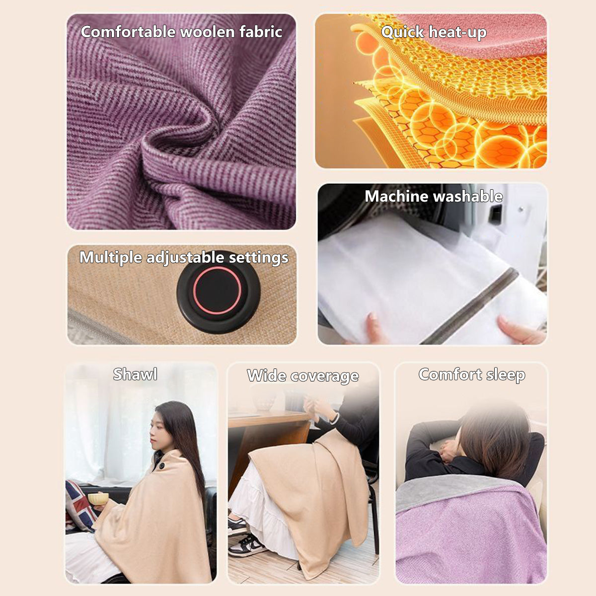 Graphene Washable Electric Heating Blanket Shawl